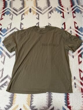 Essentials Fear Of God Brown Puff Print Logo Spell Our Men’s T Shirt XL Boxy